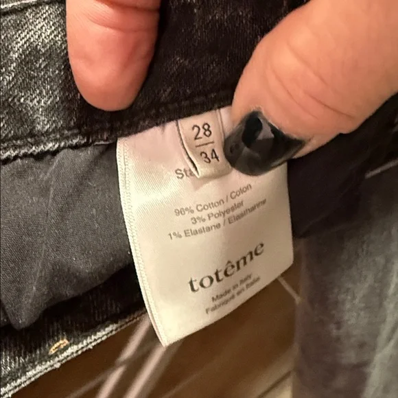 Toteme High Rise Black Washed Denim Straight Leg Jeans Size 28 - Picture 8 of 10